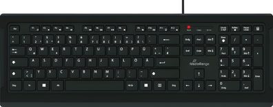 Tastatur kabelgebunden, 107 ultraflachen Tasten USB 2.0 schwarz