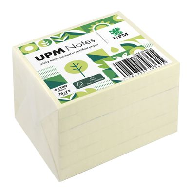 Haftnotiz, 75 x 75 mm, Pastell gelb, 100 Blatt/Block, 6 Blöcke,