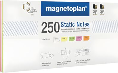Notes Static, 200 x 100 mm, 250 Stück, weiß, gelb, grün rosa, orange