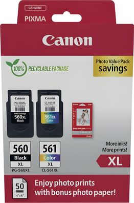 Multipack Tintenpatrone PGI-560XL 50 Blatt Fotopapier, 8714574679402