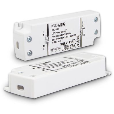 ISOLED LED Trafo 12V/DC 0-15W SELV ultraflach schmal