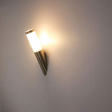 ISOLED Wandleuchte Edelstahl IP44 warmweiß inkl. E27 LED Leuchtmittel 9W