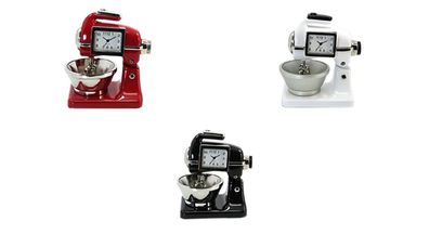 Designer Tischuhr Mixer aus Metall - Farbe: weiß