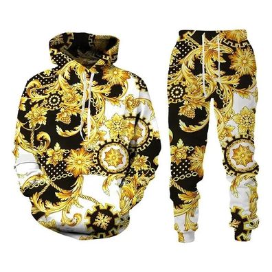 3D Print Hooded Sweatshirt Pleasure Sportswear Trousers Suit Men"s Clothing