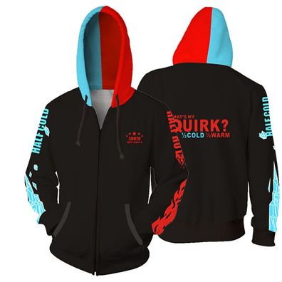 Anime My Hero Academia 3D Hoodie Todoroki Shoto Pullover Sweatshirt Jacket Mantel