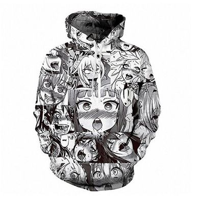 Ahegao Face Hoodie Hentai Manga Mens Sweatshirt Anime 3D Printed Pullover Jumpe