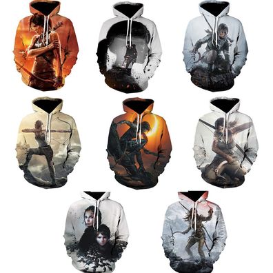 Cosplay Tomb Raider Lara Croft 3D Hoodies Erwachsene Sweatshirts Jacke Mantel