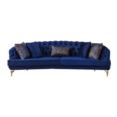 Blaue Wohnzimmer Chesterfield Sofagarnitur Luxus Polstersofas 4x Sitzer