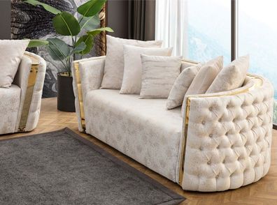 Abgerundetes Chesterfield 2-Sitzer Sofa Beiger Wohnzimmer Zweisitzer