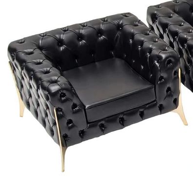 Chesterfield Relax Sessel Schwarz Zeitlos Polster Couch Wohnzimmer Arbeitszimmer