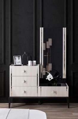 Stilvoller Weißer Schminktisch 4-türiger Kosmetiktisch Exklusive Möbel