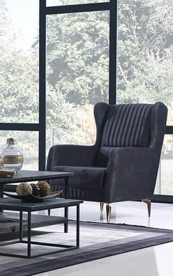 Modern Sitz Schwarz Sessel Wohnzimmer Design Polstermöbel Luxus Design