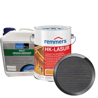 SET: 5 LTR Remmers HK LASUR + 2,5 LTR NOVI PRO Holzspezialreiniger
