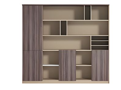 Büroschrank Modern Beige Braun Holzoptik Offenes Design Arbeitszimmer Stauraum