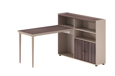 Schreibtisch Regal Kombination Holzoptik Braun Beige Modern Viel Stauraum Büro