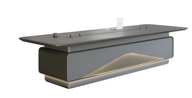 Konferenztisch Besprechungstisch Luxus Grau LED Beleuchtung Kabelmanagement