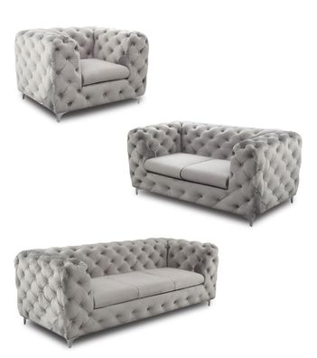 Moderne Chesterfield-Sofagarnitur aus Kunstleder in Wunschfarbe
