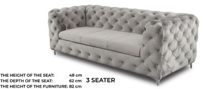 Moderner 3-Sitzer Sofa aus Holzstoff in Wunschfarbe