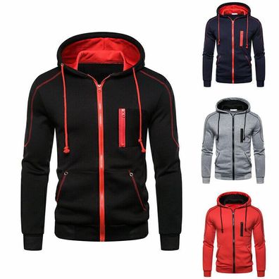 Herren Basic Kapuzenpullover Hoodie Zipper Sweatjacke Sweatshirt Pullover