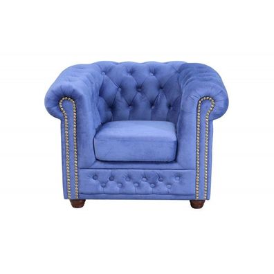Chesterfield York Sessel Blau Couch Polster Sofas Couchen Neu Lounge Club Sitz