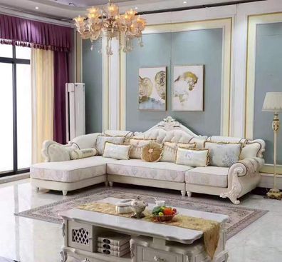 Klassische Ecksofa Couch Polster M?bel Ecksofas Sofa Textil Barock