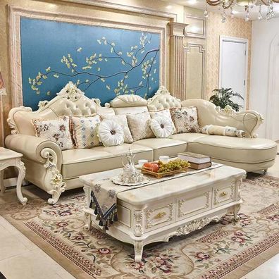 Wohnlandschaft Ecksofa L Form Couch M?bel Leder Holz Sofa Chesterfield