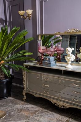 Sideboard mit Spiegel Wohnzimmer Design Neu Luxus Möbel Konsole Sideboard Holz