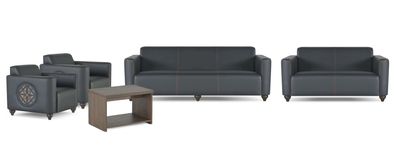 Graue Kunstleder Sitzmöbel Luxuriöse Arbeitszimmer Sofas Sessel 5tlg Set
