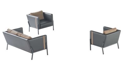 Arbeitszimmer Sitzmöbel Luxuriöser Kunstleder 2-Sitzer 2x Ledersessel