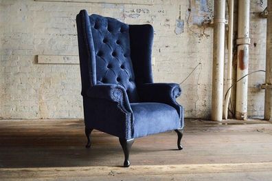 Chesterfield Polstermöbel Designer Ohrensessel 1 Sitzer Luxusstoffe Polster Neu