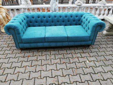Design Landhaus Stil Chesterfield Stoff Couch Polster Sofa Textil Sofas Couchen