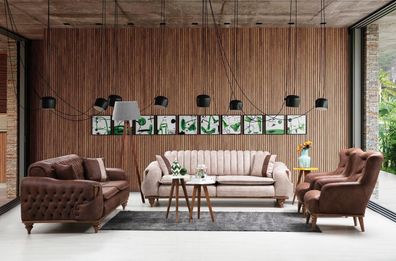 Chesterfield Sofagarnitur Couch Sitzpolster Sofa Couchen Möbel Stoff Textil