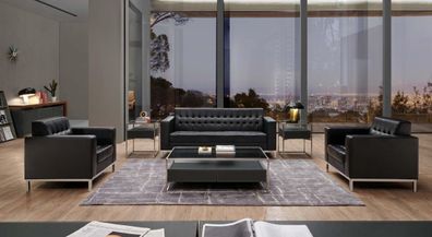 Kunstleder-Sofa im modernen Design in Hellgrau