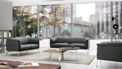 Kunstleder 3-Sitzer Sofa in Schwarz modernes Design