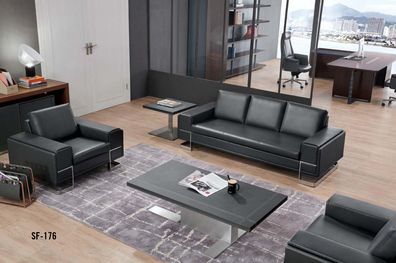 Ledersofa Chesterfield modern in Schwarz für Wohnzimmer