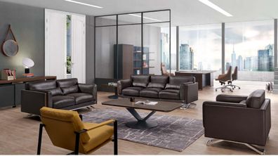 Elegantes schwarzes Kunstleder-Sofa im modernen Stil