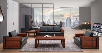 Kunstleder Chesterfield-Gartenmöbel Set in Schwarz modern