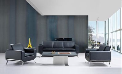 Kunstleder Dreisitzer-Sofa in Schwarz modern
