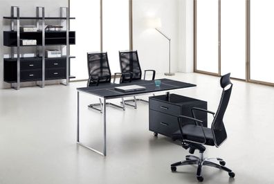 Moderner Wandregal aus MDF und Edelstahl in Schwarz