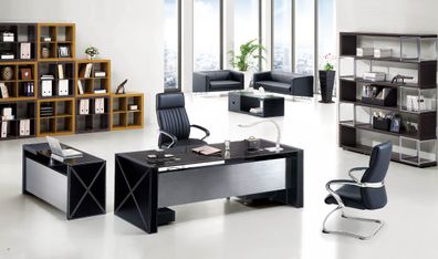 Moderner Wandregal aus MDF und Edelstahl in Schwarz