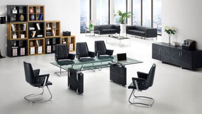 Leder Chesterfield-Sofa in klassischem Design in Schwarz
