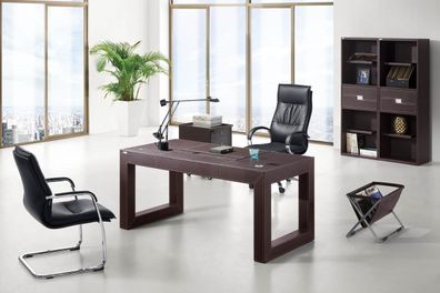 Moderner Chesterfield-Gartenmöbel-Set aus Leder in Braun