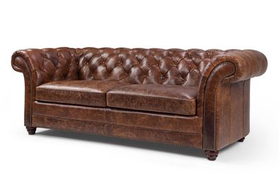 Chesterfield 100% Echtes Leder Ledersofa Sofa Couch Polster Klassische Couchen