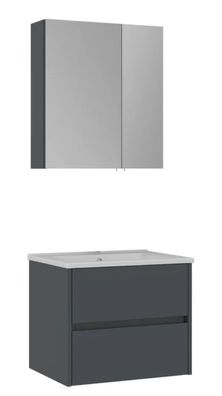 Side Badmöbel Set 65 cm Waschbecken Spiegelschrank Anthrazit