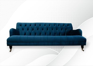 Chesterfield Blau Textil Sofa Design Couchen Polster Sofas Neu Luxus Wohnzimmer