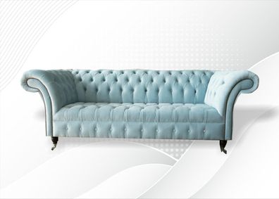Hell Blaue Couch Chesterfield Samt Bezug Stoff Sofa Couchen Sitz Polster Möbel