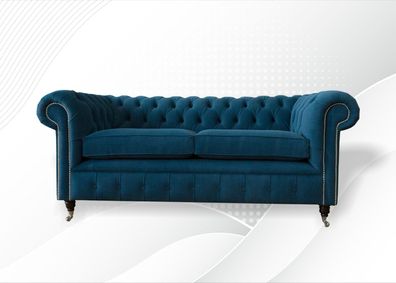 Chesterfield Blaue Zweisitzer Design Couchen Polster Sofas Sofas Couch Textil