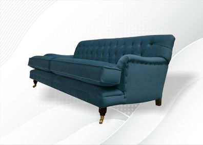 Chesterfield Blau Stoff Wohnzimmer Design Couchen Polster Sofa Sofas Neu Textil