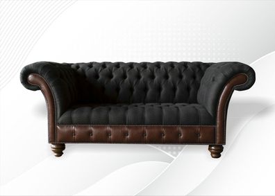 Chesterfield Schwarz Wohnzimmer Modern Design Couchen Sofa Schwarze Möbel Stoff