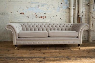 Blaue Chesterfield Couch Textil 4 Sitzer XXL Big Sofa Couchen XXL Neu Polster